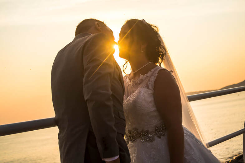 wedding couple sunset